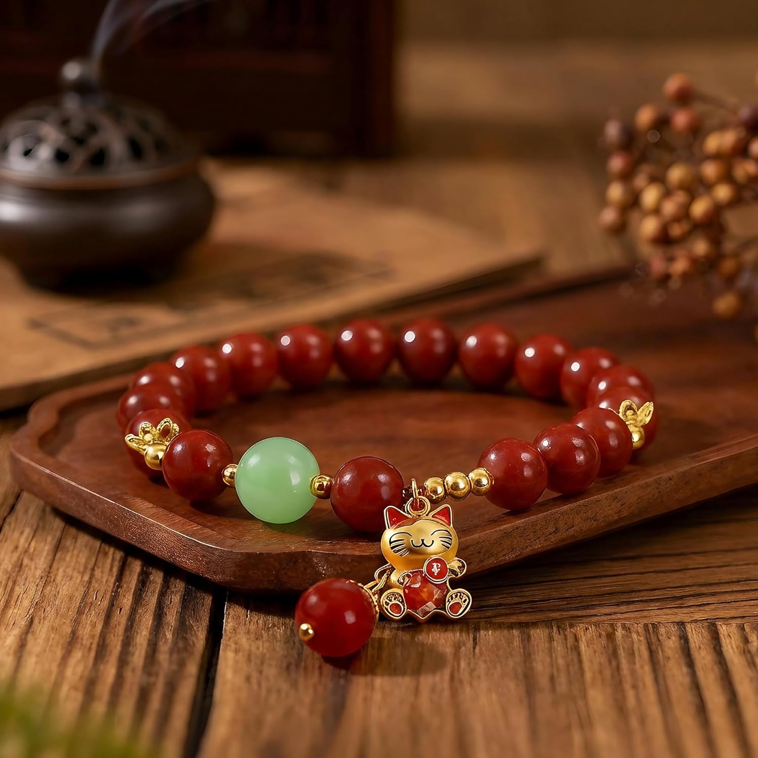 Maneki-neko Pendant Bracelet: A healing bracelet that attracts wealth and good fortune