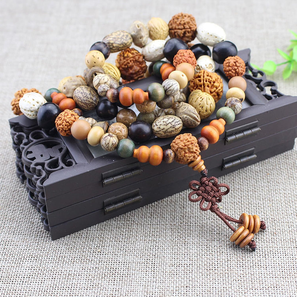 108 Beads Mala Necklace for Meditation Made of 18 Kinds of Bodhi Seeds Buddhist Prayer Beads Mala Bracelet