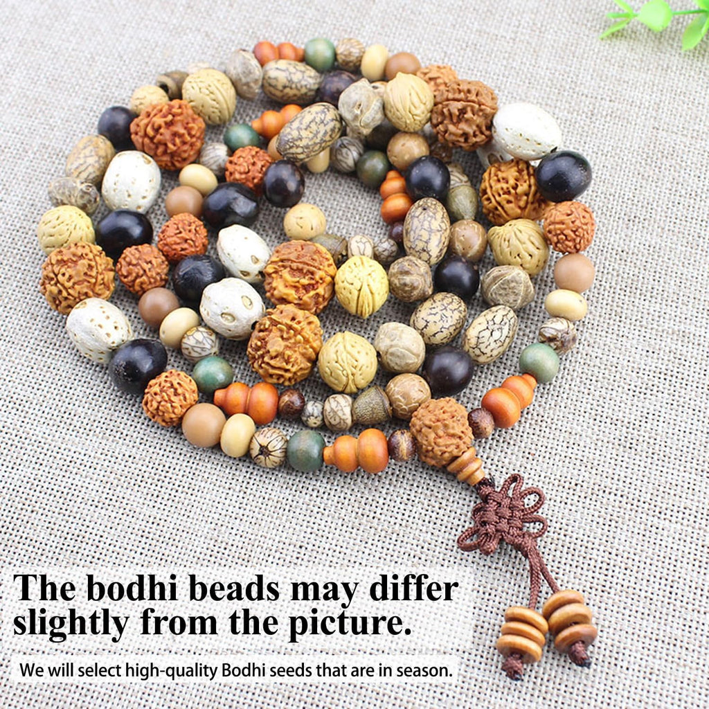 108 Beads Mala Necklace for Meditation Made of 18 Kinds of Bodhi Seeds Buddhist Prayer Beads Mala Bracelet