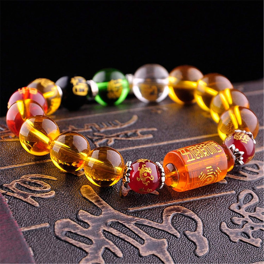 Feng Shui Citrine Five-Element Wealth Porsperity Bracelet,Attract Wealth and Good Luck,Deluxe Gift Bag