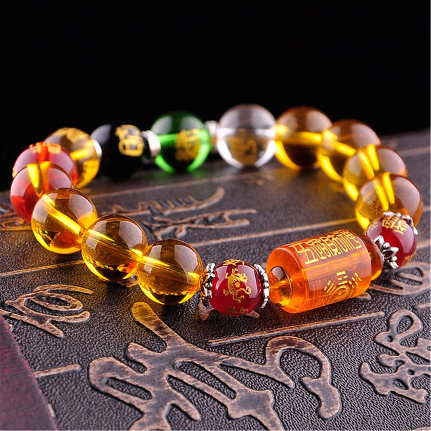 Feng Shui Citrine Five-Element Wealth Porsperity Bracelet,Attract Wealth and Good Luck,Deluxe Gift Bag