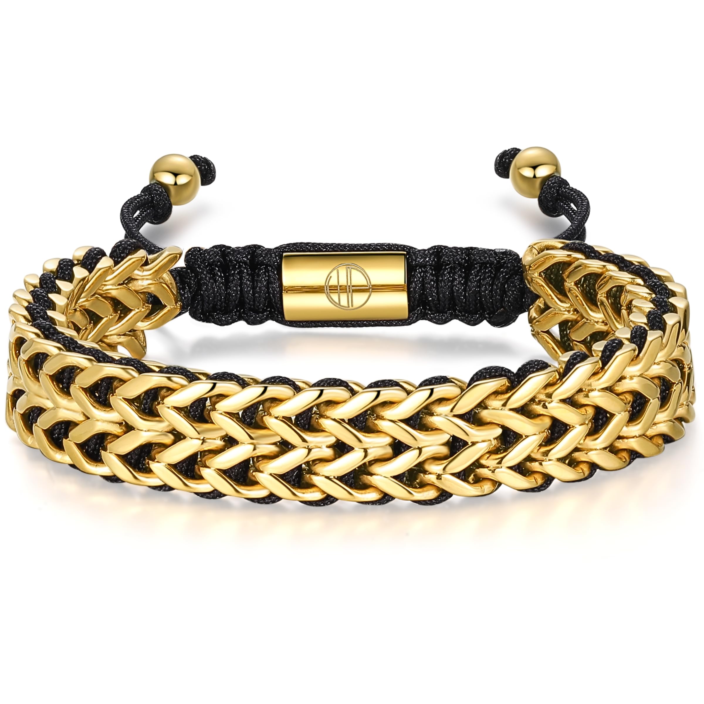 Gold-Plated Bracelets for Men 18K Gold Plated Franco Link Chain Stainless Steel Bracelet Adjustable Bracelet Mens Jewelry Birthday Gift