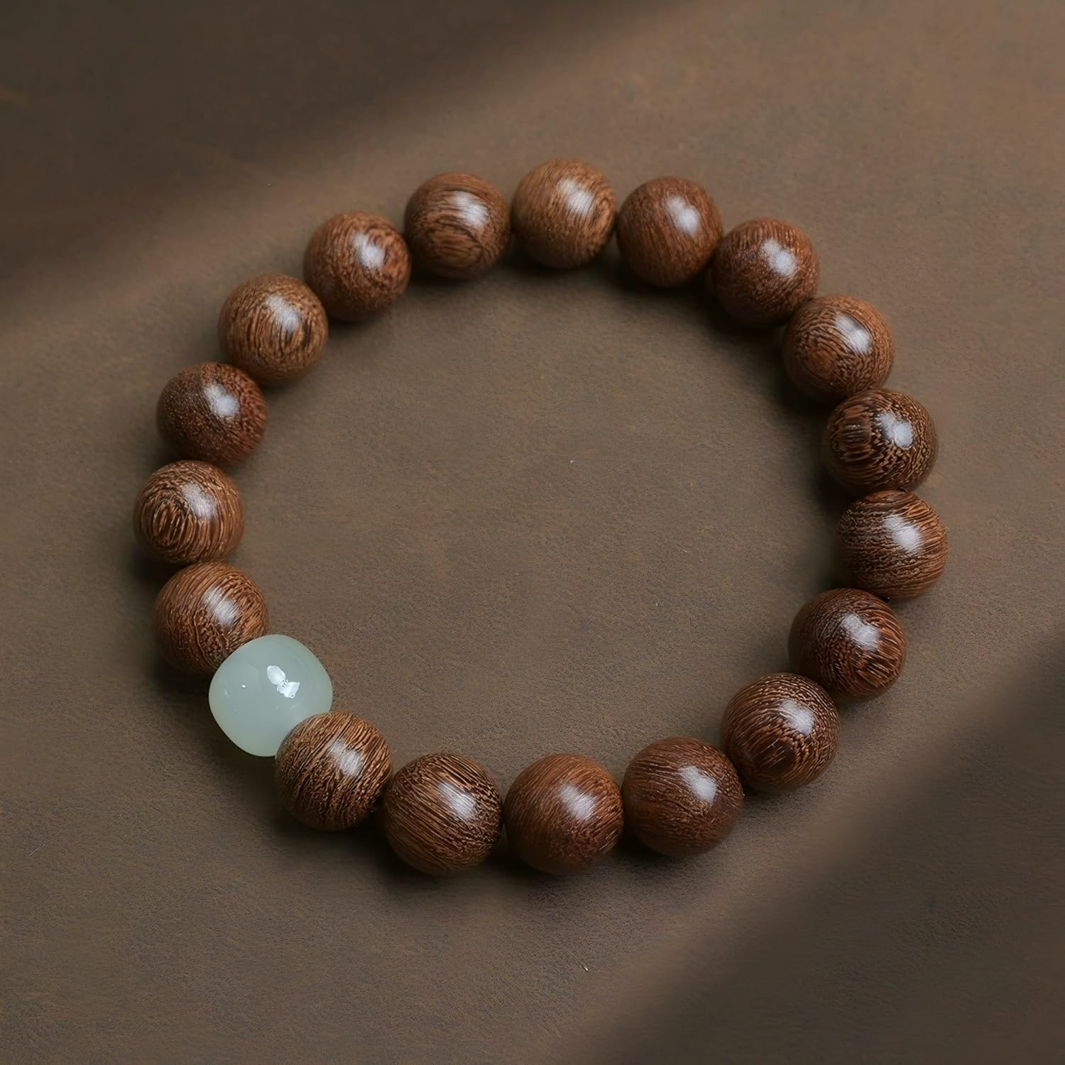 Feng Shui Wood Bracelet, Natural Golden Sandalwood Buddhist Mala for Wealth Luck Prosperity, Positive Energy Meditation Bracele
