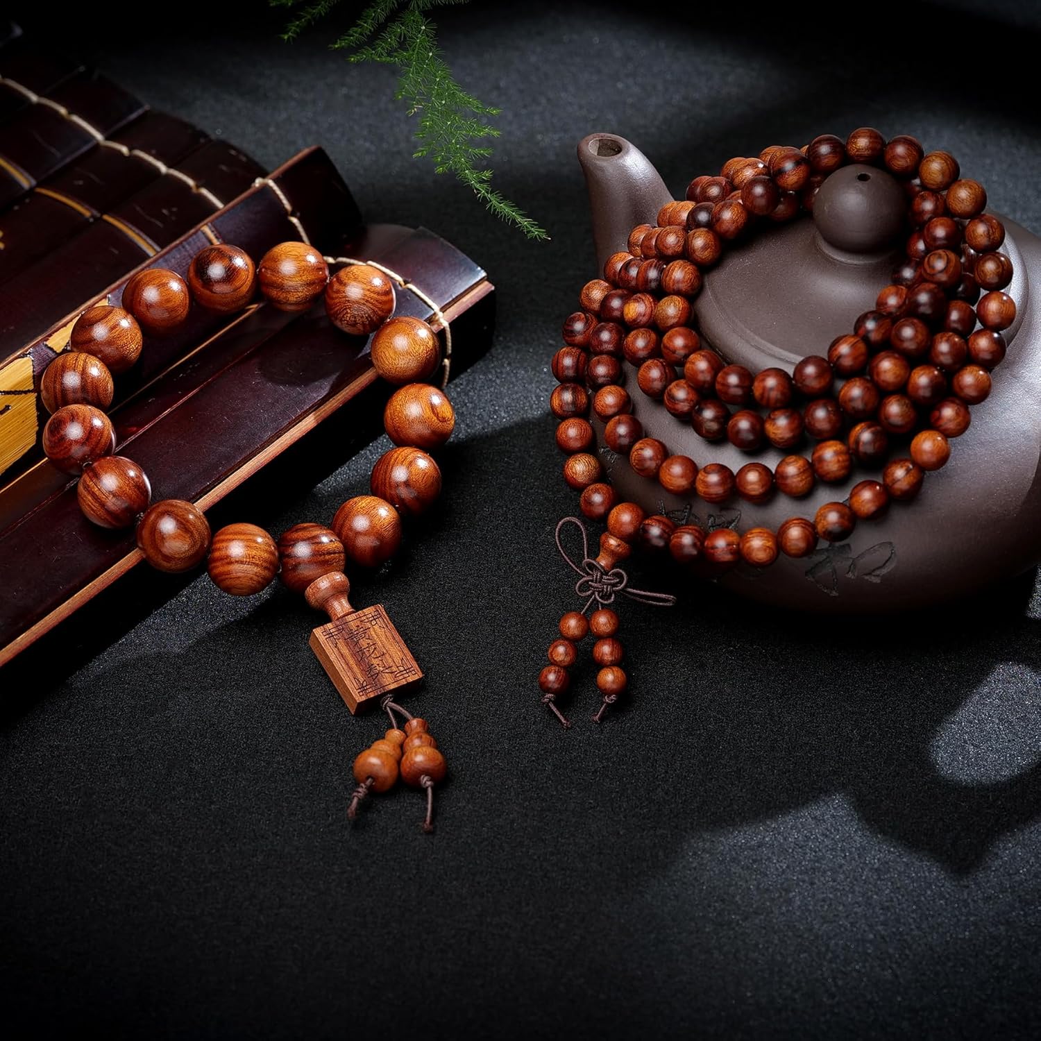 Beads Dia.18mm 13pcs Dia.15mm 15pcs Natural Wood Prayer Bracelet for Wealth Luck Safety