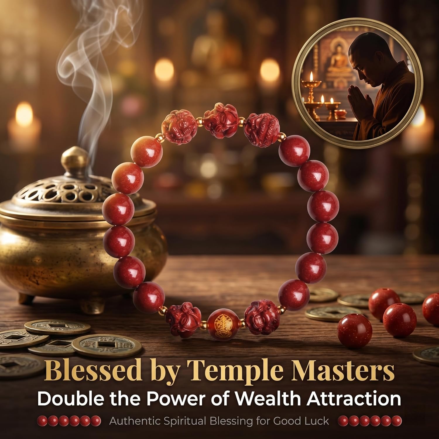 Feng Shui cinnabar bracelet: attracts wealth and good fortune, protects against misfortune, and serves as an auspicious zodiac bracelet—a spiritual accessory that attracts wealth and love while accumulating positive energy.