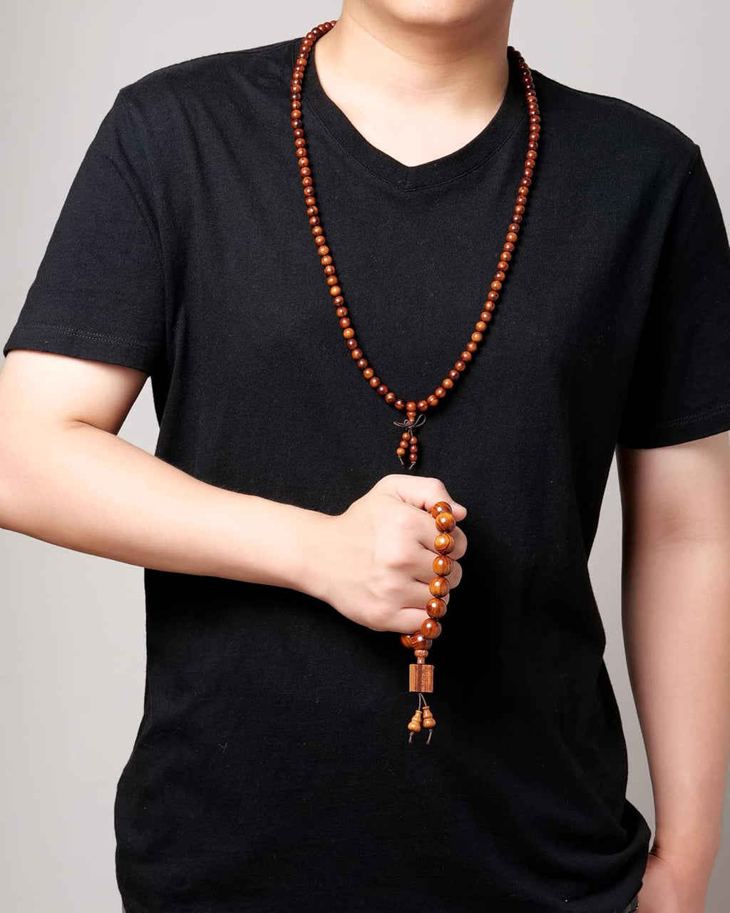 Beads Dia.18mm 13pcs Dia.15mm 15pcs Natural Wood Prayer Bracelet for Wealth Luck Safety