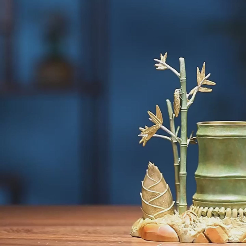 Brass Wealth Bamboo Pen Holder