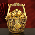 Solid Brass Gold Ingot Bamboo Basket