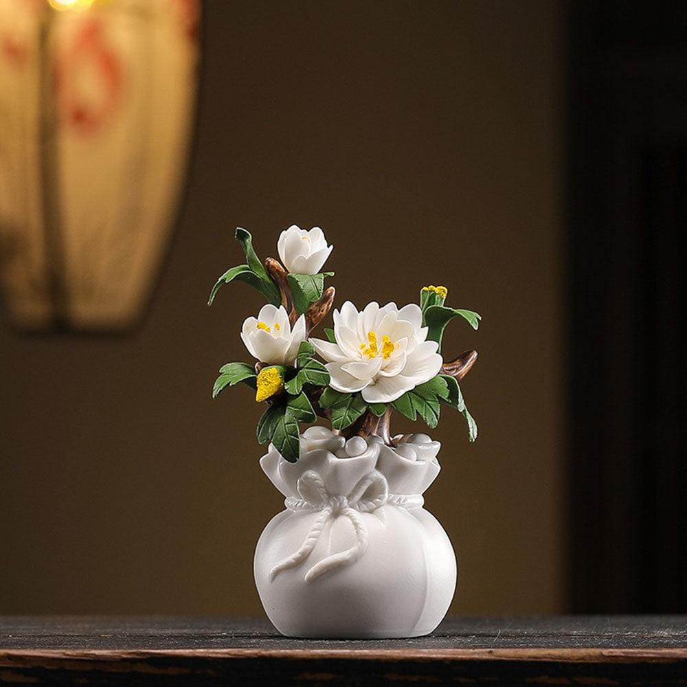 Ceramic Floral Wealth Bag Ornament