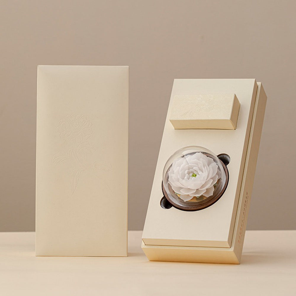 Jasmine Ceramic Flower On Walnut Base