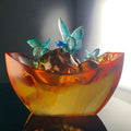 Colored Glass Fortune Ingot With Gourd And Butterfly
