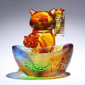 Crystal Glass Chinese  Wishing Cat