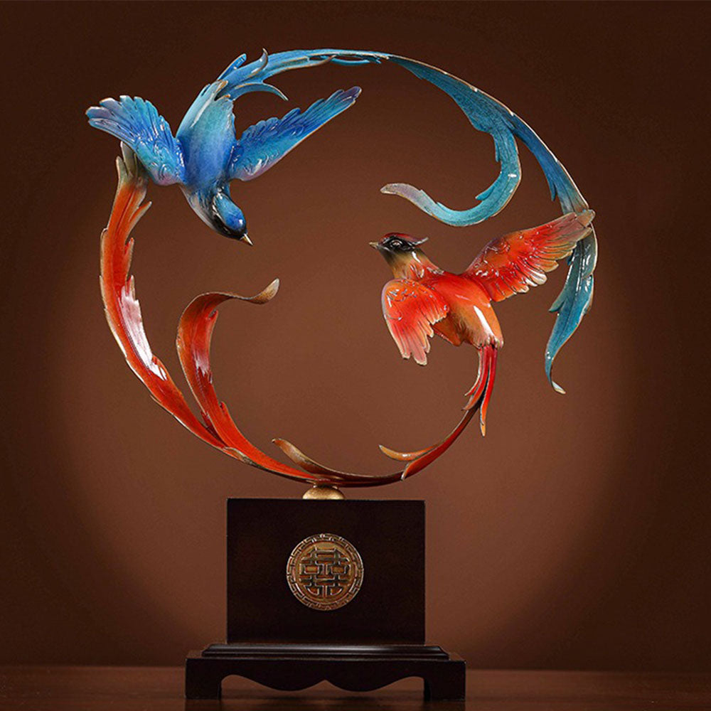 Colorful Brass Magpie Pair