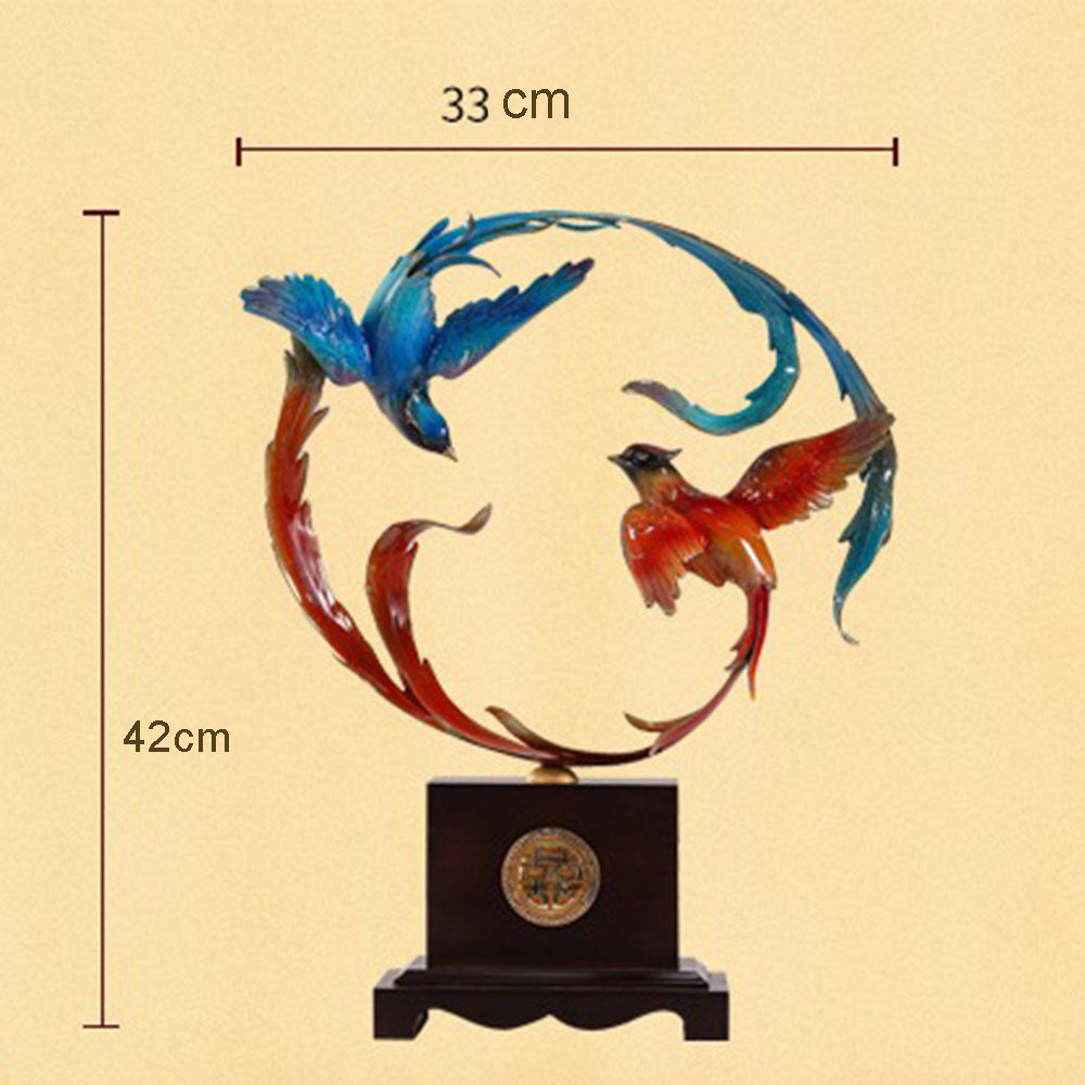 Colorful Brass Magpie Pair