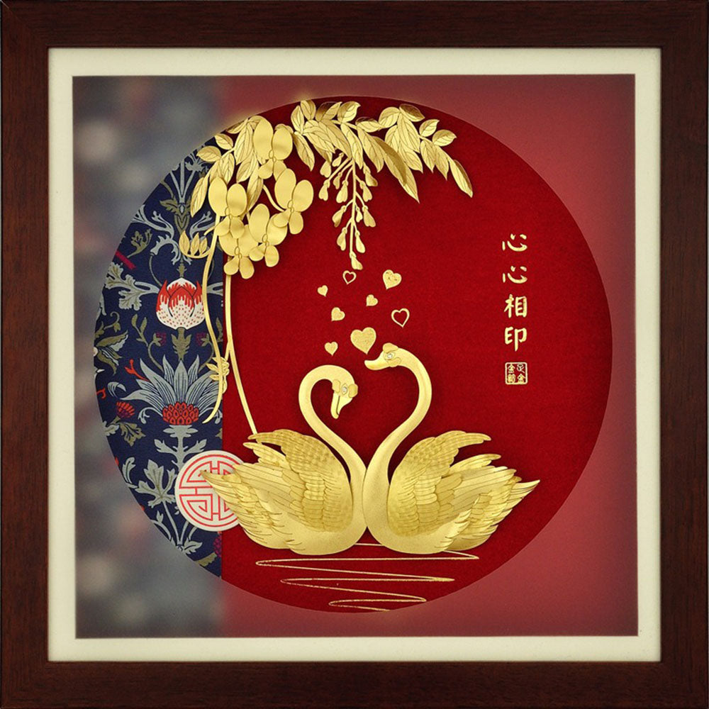 24K Gold Foil Swan Love Frame