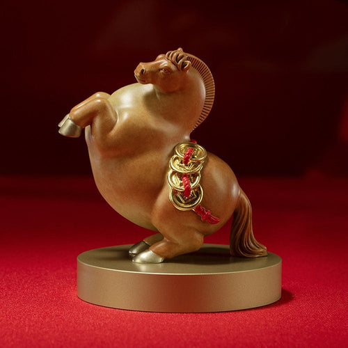 Auspicious horse figurine brass decor product photo