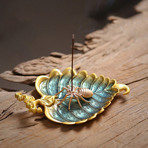 Bodhi Leaf And Spider Blessing Incense Stick Burner