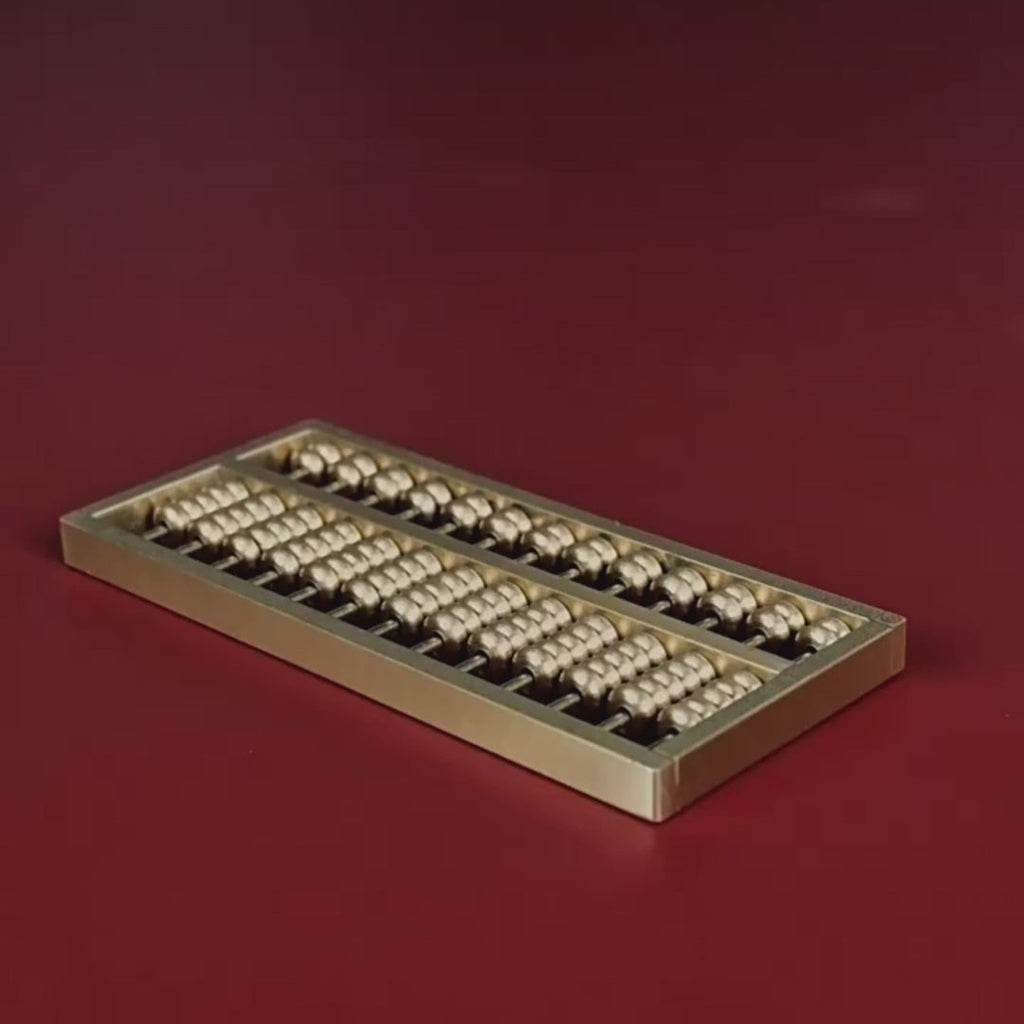 Brass Abacus Ornament with Solid Wood Base